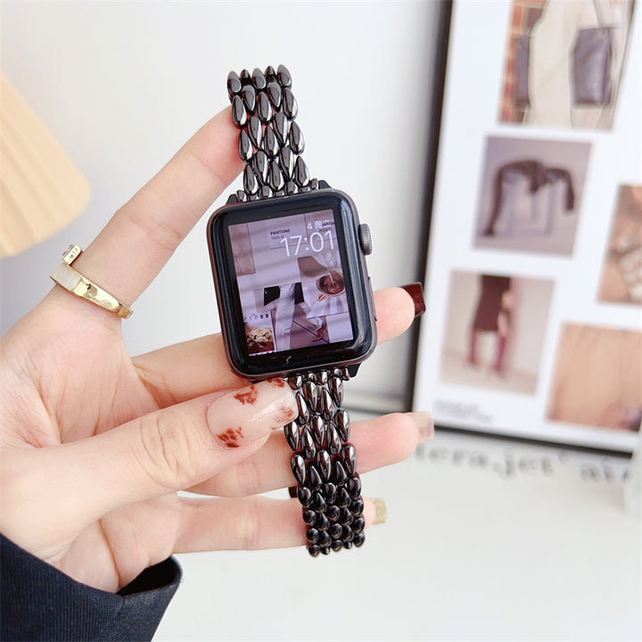 Personalized textured stainless steel watch band for Apple Watch