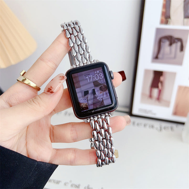 Personalized textured stainless steel watch band for Apple Watch